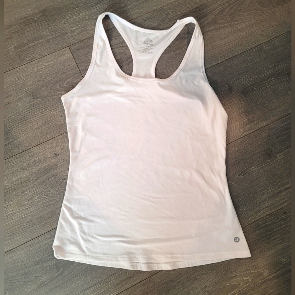 Reebok White Fitted Racerback Tank